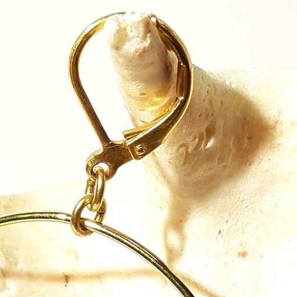 Gold tone Elephant Charms Hoop Earrings Chocolate Faceted Crystals - Picture 6 of 8